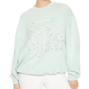 Forever 21 Mint Green Beaded Sagittarius Fleece Pullover Sweater SZ 1X